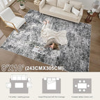 Area Rug Living Room Rugs - 8x10 Large Soft Indoor Neutral Modern Abstract Low Pile Washable Rug Carpet for Bedroom Dining Room Farmhouse Home Office - Grey