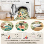 Floral 2x3 Area Rug Machine Washable Soft Print Boho Carpet Non Slip Doormat Low Pile Flower Area Rugs for Living Room Bedroom Nursery Kitchen Dining Room Indoor-Light Green