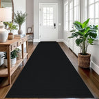 EARTHALL Long Runner Rug 3x12 Ft Non Slip Runners for Hallways Cotton Non Slip Entryway Runner Braided Kitchen Runner Indoor Outdoor Carpet Runners for Entryway, Hall, Foyers, Black