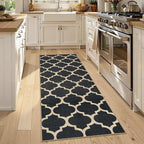 Lahome Moroccan Easy Jute Runner Rug 2x6, Black Washable Runner Rugs for Outdoor Porch Kitchen, Geometric Trellis Woven Long Carpet for Laundry, Thin Non Slip Farmhouse Porch Decor