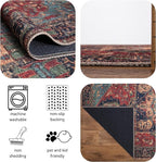 Keen Home Design 6x9 Rug - Machine Washable Area Rug with Non-Slip Backing, Ideal for Living Room, Dining Room, Bedroom - Vintage, Easy Clean, Durable, Low Pile Rug - (6' x 9')