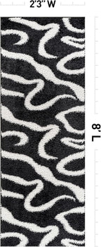 Rugshop Abstract Wavy Shag Runner Rug Anthracite Dark Gray 2' 3" x 8' Perfect for Hallways, Kitchens, or Behind The Sofa