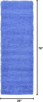 Unique Loom Solid Shag Collection Area Rug (2' 2" x 6' 7" Runner, Periwinkle Blue)