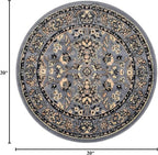 Unique Loom Sialk Hill Collection Area Rug - Washington (3' 3" Round Gray/Black)