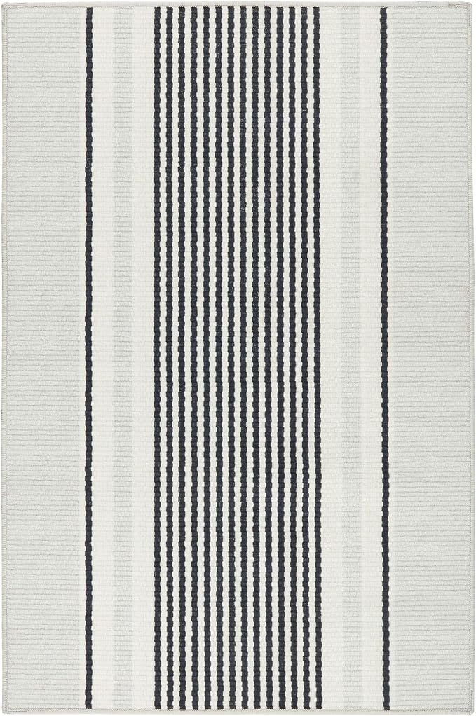 Dash & Albert Gunner Stripe Machine Washable Rug, 5 X 8 Feet, Grey Stripe Pattern