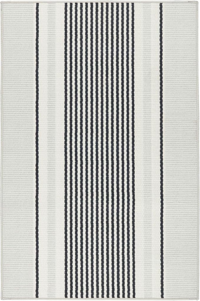 Dash & Albert Gunner Stripe Machine Washable Rug, 2 X 3 Feet, Grey Stripe Pattern