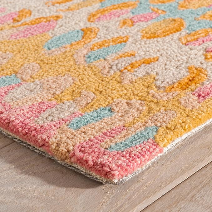 Dash and Albert Paint Chip Wool Area Rug - 4' x 6' Confetti Graphic Hand Micro Hooked Accent Rug - Durable, High Traffic Areas Hallway, Living Room, Stairs