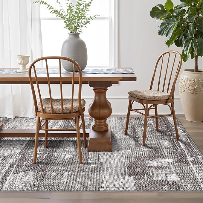 LUMI Washable Area Rug 8x10 for Living Room, Ultra Soft Stain Resistant Carpet with Non Slip Rubber Backing, Non-Shedding Low Pile Rugs for Bedroom, Dining Room, Indoor, Office