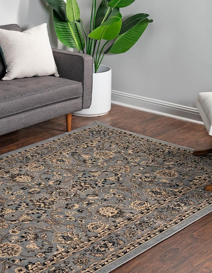 Rugs.com Yasmin Collection Rug – 5' x 8' Gray Medium Rug Perfect for Bedrooms, Dining Rooms, Living Rooms