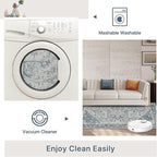 5x7 Area Rug Machine Washable Boho Rug for Living Room,Ultra-Thin Low Pile Carpet,Lightweight Indoor Printed Rug,Non Slip Floral Area Rug for Bedroom, Dining Room, Home Office,Light Blue