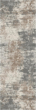 Ciicool 2x6 Washable Runner Rug, Modern Abstract Hallway Rugs Runner, Non-Slip Thin Accent Rug Lightweight Gray Brown Print Distressed Carpet for Laundry Entryway Bedroom Kitchen Bathroom Indoor