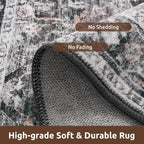 AMOAMI-4X6 Area Rugs for Living Room -Soft Vintage Bedroom Rug-Non Slip Washable Rug-Throw Rugs for Living Room Bedroom Bedside Dining Room Office Dark Grey & Black