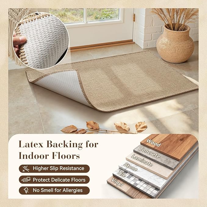 Jute Front Door Mat Indoor Entrance Indoor Door Mat Rugs for Entryway Entry Entrance Mats Inside Doormat Welcome Mats Boho 17"x42"