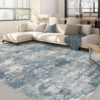 Nakagishi 10x14 Area Rugs Living Room: Washable Abstract Large Neutral Soft Rug Stain Resistant Modern Indoor Floor Non-Slip Carpet for Bedroom Nursery Kids Playroom Office Dining Room Dorm-Blue Brown