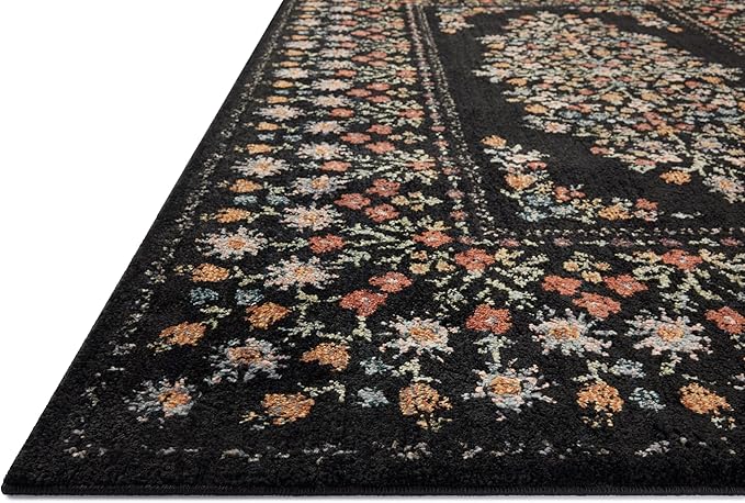 Loloi Rifle Paper Co. Laurel Collection LAU-02 Black 2'-8" x 8' Runner Rug