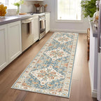 Enkor Runner Rugs for Hallway, 2.6x8 Washable Soft Non Slip Floor Rugs for Kitchen, Modern Mat for Living Room Bedroom Entryway Orange & Blue