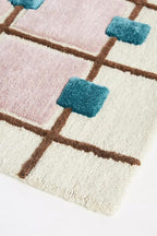 Greer Wool Area Rug - Chic Hand-Tufted Mauve, Blue, and Beige Design for Stylish Home Decor (6x8 Ft)