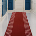 Custom Made Runner Rug for Kitchen Foyer Hallway Entry Choose Your Length 31 Inch Wide Geometric Checkered Design Red Color (35 feet x 31 Inch)