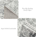 6x9 Abstract Area Rugs for Living Room 6 x 9 Washable Non Slip Low Pile Gray Rugs for Bedroom Dining Room Foldable Thin Gray White
