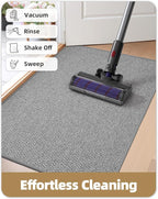 Color&Geometry Thin Indoor Entrance Mats for Home, 17"X29.5" Indoor Mats for Entryway Non Slip Rubber Backed, Dirt Trapper Door Rugs for Entryway Indoor Washable, Grey (Rolled-up NO Creases)