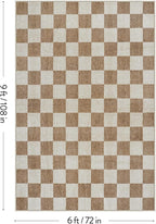 LIVEBOX Machine Washable Area Rug 6x9 Checkered, Non Slip Soft Large Bedroom Living Room Rug Farmhouse Neutral Classic Geometric Boys Rug, Indoor Carpet for Den Dorm Playroom(Brown,6'x9')