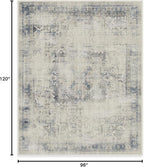 RUGGABLE Washable Vintage Area Rug – Kamran Blue Quartz 8x10, Stain-Resistant, Non-Slip – Large Machine Washable Rugs for Living Room, Bedroom, Hallway, Entryway & Office–with Cushioned Pad