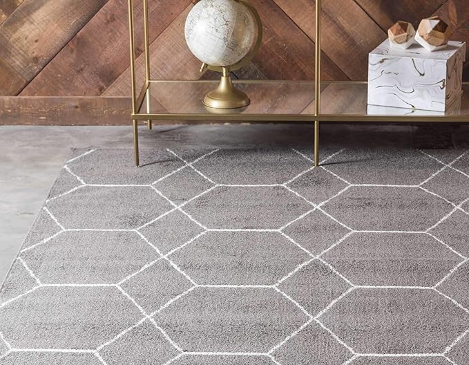 Unique Loom Trellis Frieze Collection Area Rug - Geometric (2' x 3' 1", Dark Gray/ Ivory)