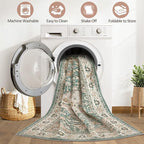 Green Rug Living Room Rugs: 10x12 Washable Boho Large Vintage Soft Stain Resistant Farmhouse Oriental Non Slip Indoor Floor Carpet for Bedroom Nursery Kids Playroom Office Dining Room Home Decor