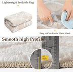 Ivory 6x9 Area Rug Moroccan Shag Living Room Washable Carpet Soft Non Shedding Neutral Boho Plush Pile Modern Large Throw Rug for Office Bedroom Dining Room Playroom