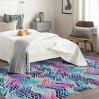 Colorful Wave Rug, 7x9 Rug, Abstract Watercolor Rugs for Living Room Bedroom, Watercolor Large Area Rug, Washable Rug Non Slip Soft Indoor Carpet, Colorful Wave Home & Room Decor