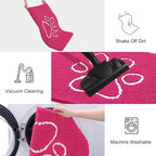 Smiry Dog Door Mat for Muddy Paws, Absorbent Dirt Trapper Non Slip Quick Dry Washable Chenille Mat for Mud Dogs, Entry Rug for Indoor and Outdoor (30x20 Inches, Hot Pink and White)