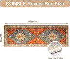 COMSLE Boho Runner Rug, 2' x 8' Washable Rugs for Hallway Faux Wool Small Kitchen Area Rug Distressed Throw Rug Non-Slip Laundry Room Rug Carpet Runner for Entryway Indoor Bedroom