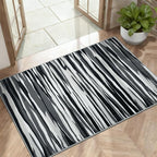 YIHOUSE 2×3 Ft Entryway Rug: Modern Washable Rug - Abstract Small Area Rug for Indoor Entrance Kitchen Floor Home Decor - Nonslip Non-Shedding Striped Rugs, Black Grey & White