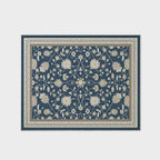 EVERGRACE Area Rugs for Living Room 8x10, Boho Floral Faux Wool Indoor Outdoor Rugs, Washable Rugs for Bedroom Dining Room Entryway Kitchen, Low Pile Floor Mat Carpet for Home Decor, Navy Blue