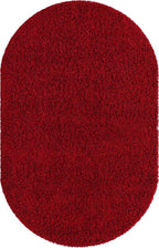Unique Loom Solid Shag Collection Area Rug (5' 1" x 8' Oval, Cherry Red)