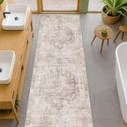 Beige Brown 2'6''x8' Wide Hallway Runner Rug - Washable Kitchen Sink Rug, Non Slip 8ft Long Runner Rug for Entryway, Abstract Modern Home Décor
