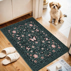 GarveeHome 2x3 Floral Area Rug Non Slip Entryway Mat Low Pile Stain Resistant Butterfly Kitchen Rugs Soft Small Throw Carpet for Dining Room Bedroom Washable Bow Rugs for Living Room Bathroom, 2x3