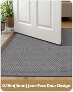 Color&Geometry Ultra-Thin Indoor Door Mat, 24"x36" Low-Profile Non-Slip Entryway Rug with Modern Geometric Texture, Washable Doormat for Indoor Entrance, Front Door, Light Grey (Rolled-up NO Creases)