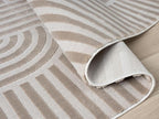 Annabel Modern Geometric Area Rug for Living Room, 5x7 Contemporary Arched Linear Beige Neutral Rug, Stain Resistant Non-Shedding Carpet for Bedroom, Dining Room or Kitchen (5' x 7', Beige)