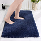 Navy Bathroom Rugs 24x36 Non Slip Fluffy Bath Mat for Bathroom Floor Washable Plush Luxury Bath Rug for Tub Soft Shaggy Absorbent Shower Sink Mat