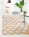 Rugs.com Lattice Collection Rug – 7' x 10' Beige Medium Rug Perfect for Bedrooms, Dining Rooms, Living Rooms