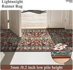 U'Artlines 3' x 20' Boho Hallway Runner Rug, Rust Non Slip Washable Vintage Farmhouse Accent Rug Carpet for Kitchen Entryway Laundry and Living Room (Rust＆Teal)