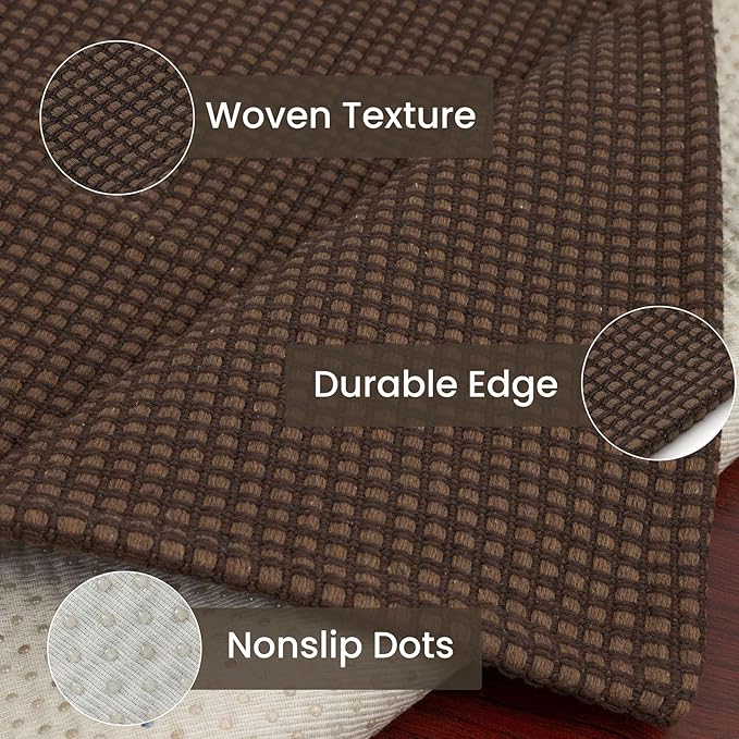 IOHOUZE Washable Runner Rug 3x12 Non Slip Rubber Backed Extra Long Hallway Runner Entryway Runner Indoor, Kitchen Rugs Woven Cotton Floor Carpet for Hall Entrance Stair, Brown