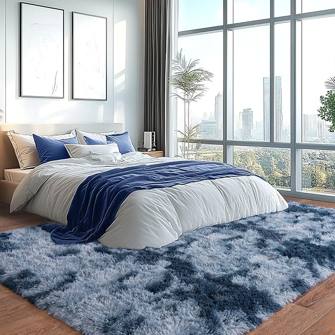Extra Large Plush Rug High Pile Fluffy Rug for Living Room, Big Plush Non-Skid Shag Carpet, Soft Shaggy Rugs for Bedroom Indoor Modern Home Decor Tie Dye Camel 10x14ft
