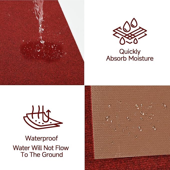 jxgzyy Red Commercial Outdoor Mat 2'11" x 4'11", Non Slip Front Door Mat Outside Entrance, Heavy Duty Waterproof Floor Mat for Porch, Home, Patio, Garage, Entryway