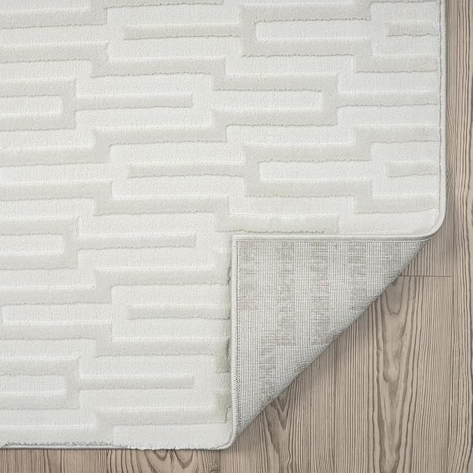 Abani Cream Area Rug for Living Room, Bedroom -Geometric Pattern - 6 x 9 -Durable & Easy to Clean