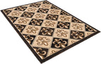 Allstar 5x7 Black Modern Rectangular Accent Rug with Ivory and Mocha Floral Fleur De Lis Diamond Design (5' x 7')