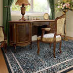 Lahome Floral Area Rugs 5x7, Soft Washable Rugs for Living Room Bedroom, Boho Non Slip Low Pile Forest Design Large Throw Carpet for Farmhouse Dining Room Office, Black