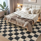 LIVEBOX 8x10 Area Rugs for Living Room, Checkered Non-Slip Washable Rugs, Farmhouse Neutral Classic Geometric Pattern Large Boys Area Rug for Bedroom, Carpet for Dining Room Office (Black,8'x10')