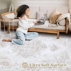 Runner Rug 2x6 Vintage Rugs, Machine Washable Kitchen Runner Retro Medallion Distressed Rug Non-Slip Soft Low Pile Hallway Rugs for Entryway Bedroom Bathroom Laundry(Beige,2'x6')